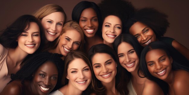 Foto close-up de um grupo de mulheres bonitas