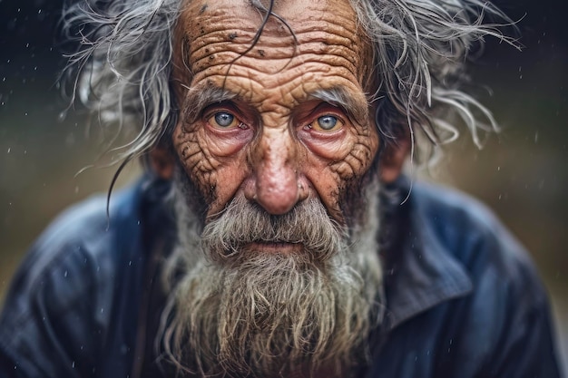 Close-up de um homem idoso com marcas de vida39s