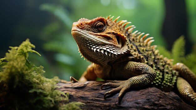 Close-up de um lagarto na floresta detalhe da vida selvagem de répteis