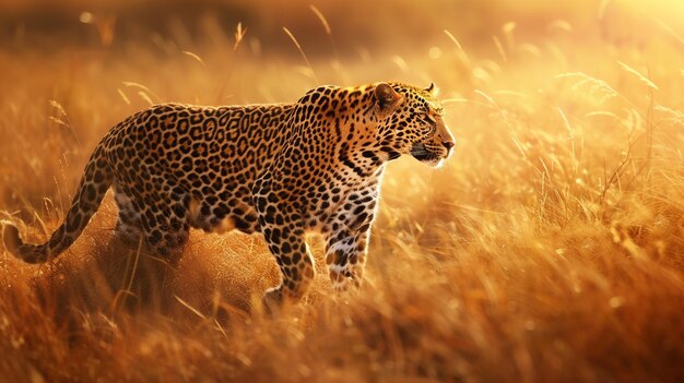 Close-up de um leopardo na África