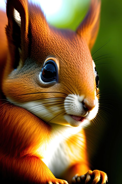 Close-up de um lindo esquilo vermelho Animais selvagens