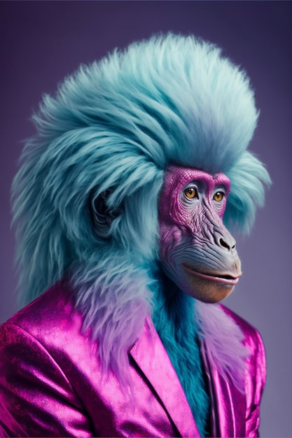 Close-up de um macaco vestindo um terno