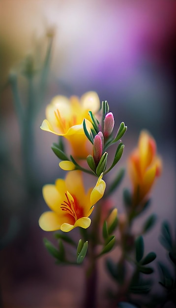 Close-up de um monte de flores amarelas generativas ai