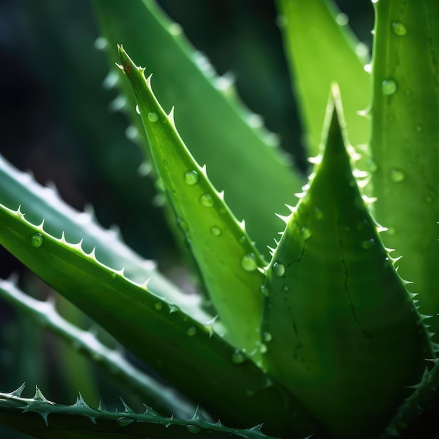 Close-up de um monte de plantas de aloe vera macro generative ai