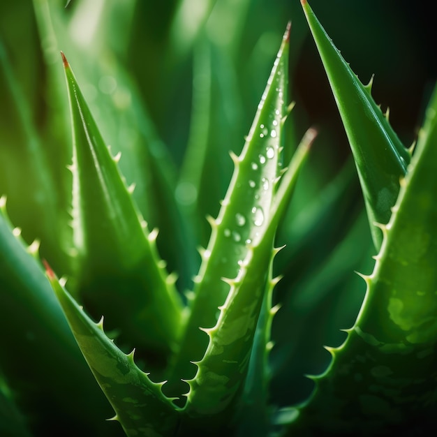 Close-up de um monte de plantas de aloe vera macro generative ai