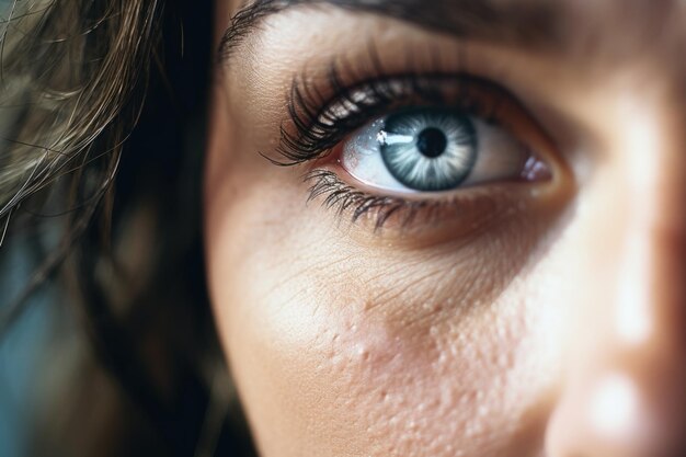 Foto close-up de um olho de mulher com pestanas longas perfeito para a indústria de beleza e maquiagem