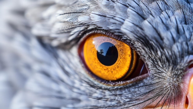 Close-up de um olho de pássaro com grande detalhe gerado pela IA