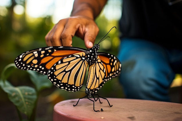 Foto close-up de um ovo de borboleta em uma folha