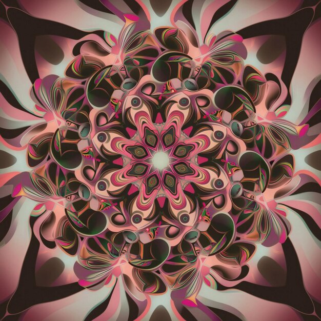 Close-up de um padrão de mandala psicodélico colorido