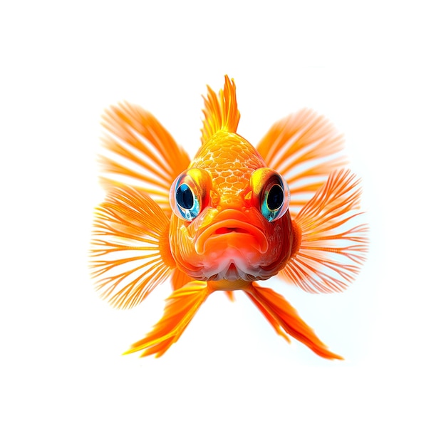 Close Up de um peixe-dourado em fundo branco IA geradora