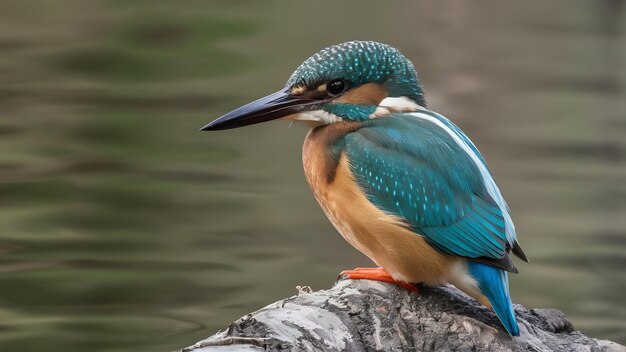 Foto close-up de um peixe-rei comum alcedo neste pássaro do parque nacional donana no tronco