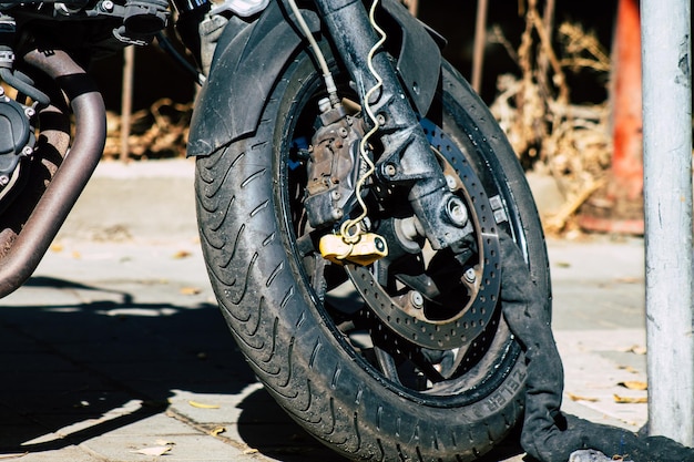 Close-up de um pneu de motocicleta