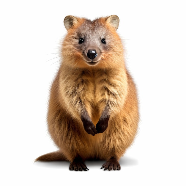 Foto close-up de um quokka isolado em fundo branco recorte transparente