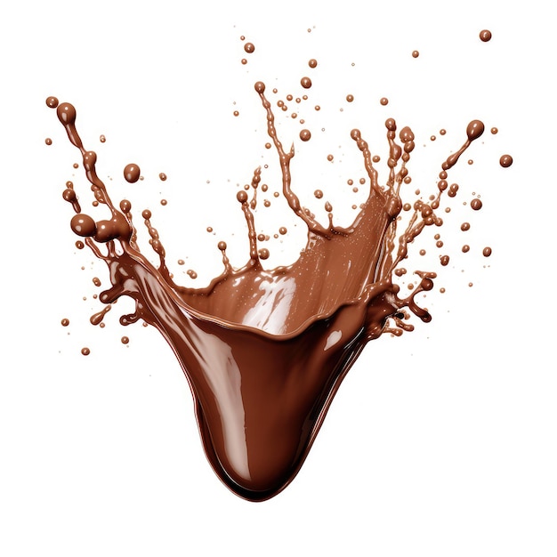 Close-up de um respingo de leite com chocolate no fundo branco