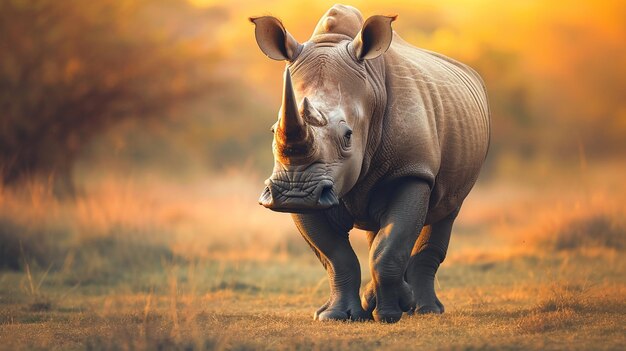 close-up de um rinoceronte saudável na África