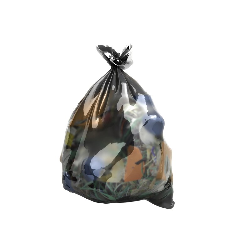Foto close up de um saco de lixo 3d render em fundo branco sem sombra