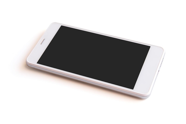 Close-up de um smartphone sobre um fundo branco