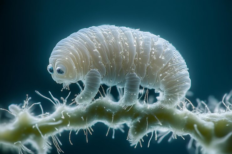 Foto close-up de um tardigrade um animal microscópico conhecido por sua resiliência e capacidade de sobreviver a condições extremas