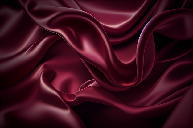 Close-up de um tecido de cetim vermelho generativo ai