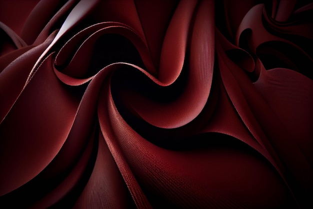 Close-up de um tecido vermelho com um fundo preto generativo ai