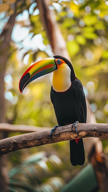 close-up de um tucano de cores brilhantes