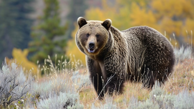 Close-up de um urso-pardo Generative Ai