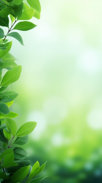Close-up de uma bela natureza vista folha verde em borrão realista