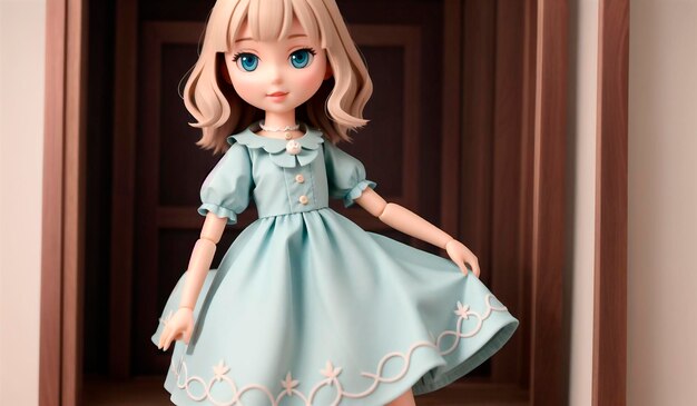 Close-up de uma boneca de menina de brinquedo IA generativa