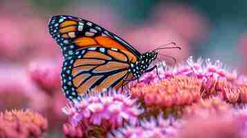 Foto close-up de uma borboleta monarca misturando tradição com modernidade
