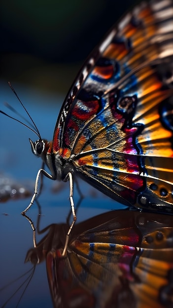 Close-up de uma borboleta no blackground escuro