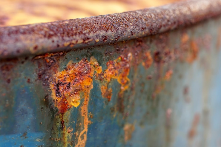 Foto close-up de uma cadeia de metal enferrujado