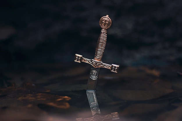 Close-up de uma espada na água