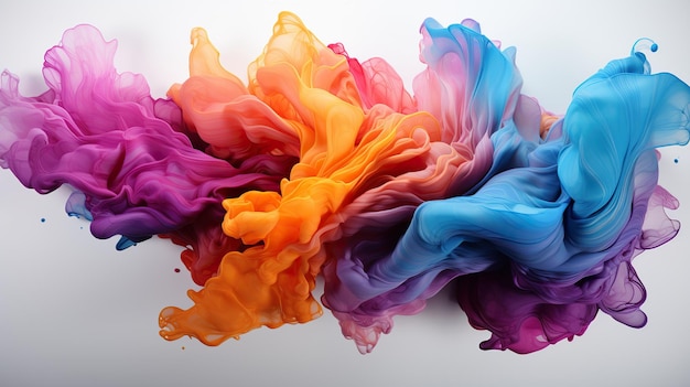 Close-up de uma faixa de tinta colorida em fundo branco Uma explosão vibrante de criatividade e expressão