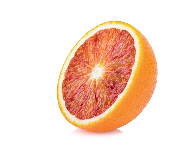 Close up de uma fatia de laranja de sangue