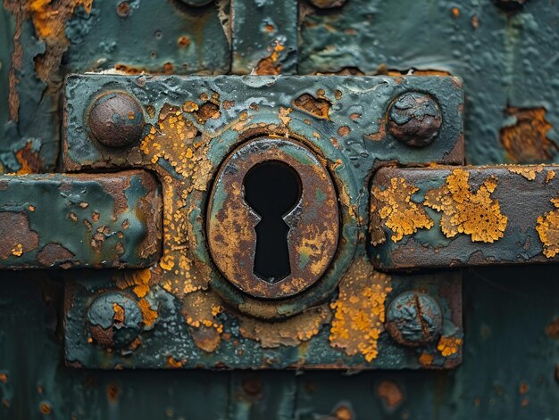 Foto close-up de uma fechadura e chave