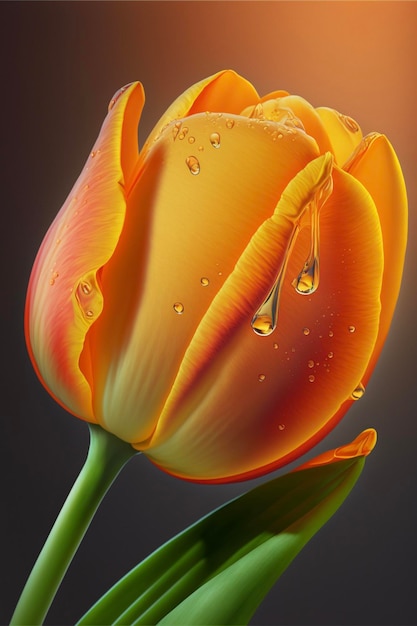 Close-up de uma flor com gotas de água sobre ela generativa ai
