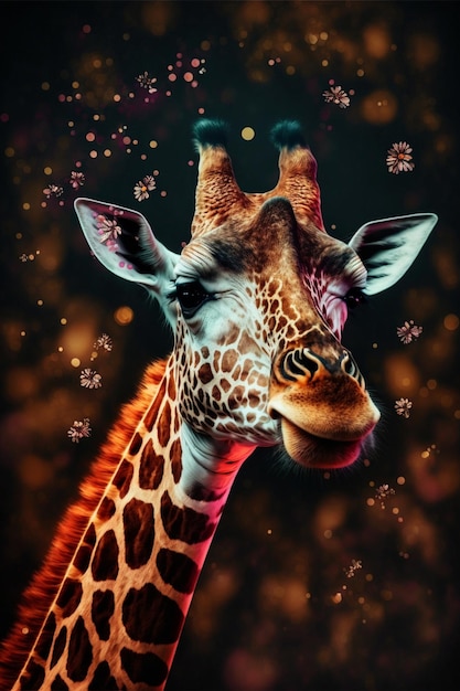 Close-up de uma girafa olhando para a câmera generativa ai