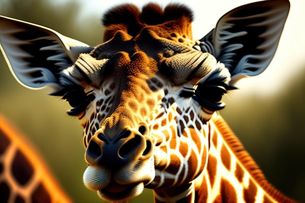 Close-up de uma girafa olhando para a câmera
