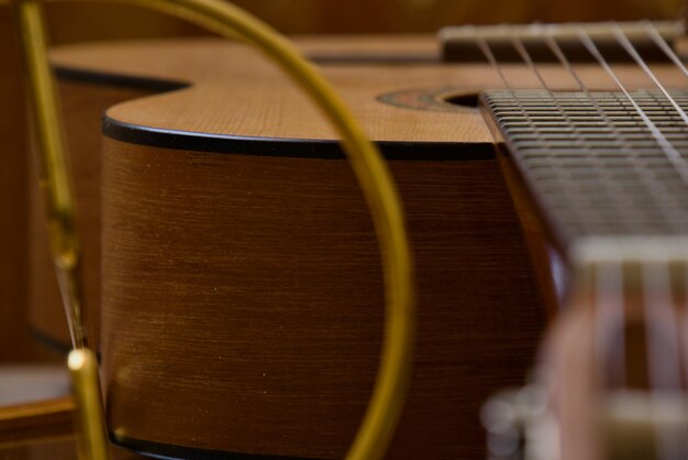 Foto close-up de uma guitarra