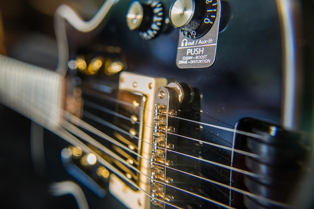 Close-up de uma guitarra