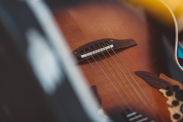 Foto close-up de uma guitarra