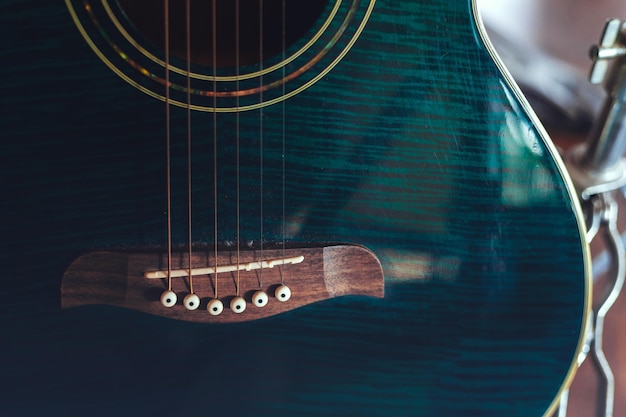 Foto close-up de uma guitarra