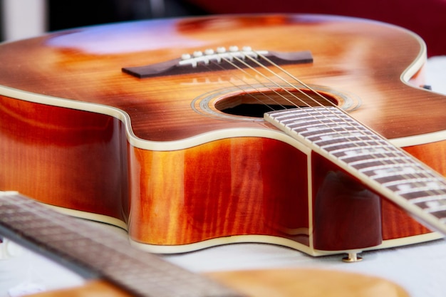 Close-up de uma guitarra