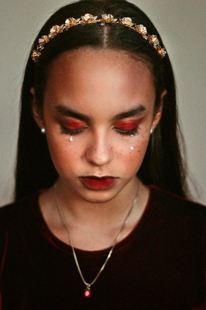 Close-up de uma jovem