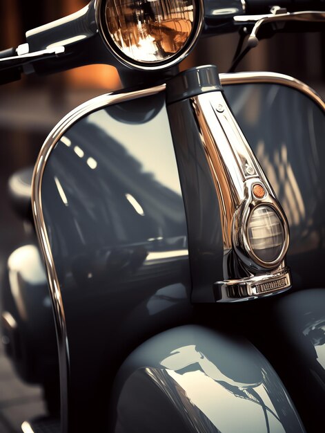 Close-up de uma motocicleta vespa