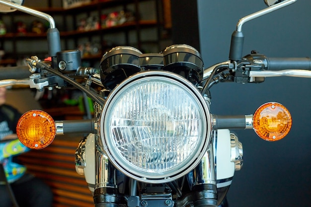 Close-up de uma motocicleta vintage