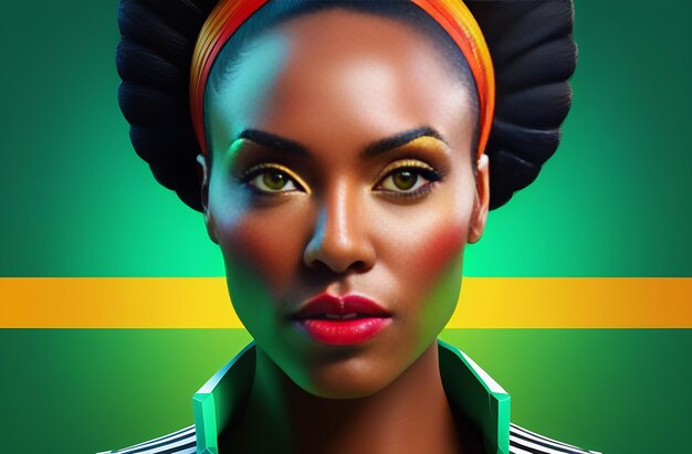 Close-up de uma mulher afro-americana uma foto vívida de uma mulher bonita e confiante com um olhar determinado estilo de arte moderna