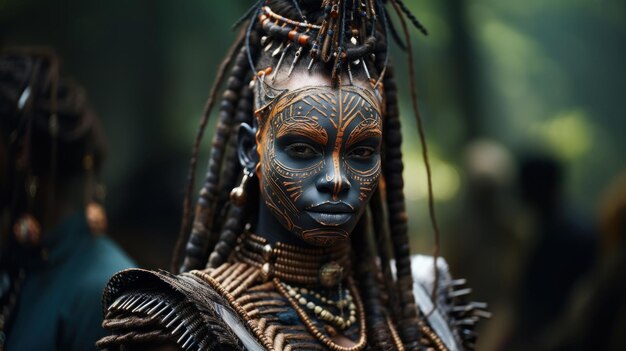 Close-up de uma mulher com pele africana no rosto Karo mulher no Vale do Omo Etiópia