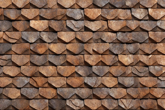 Close-up de uma parede feita de lajes de madeira Textura de fundo