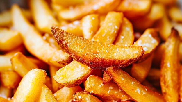 Close-up de uma pilha de batatas fritas